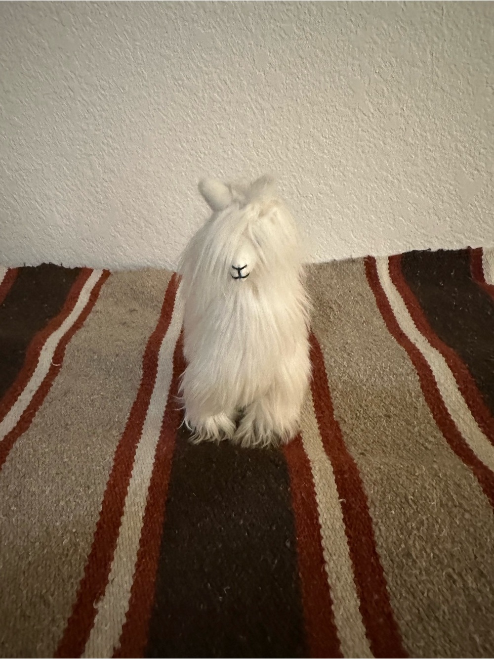 Handmade Plush White Llama Stuffed Animal - Soft Cozy Toy Real Alpaca Fur -Peru